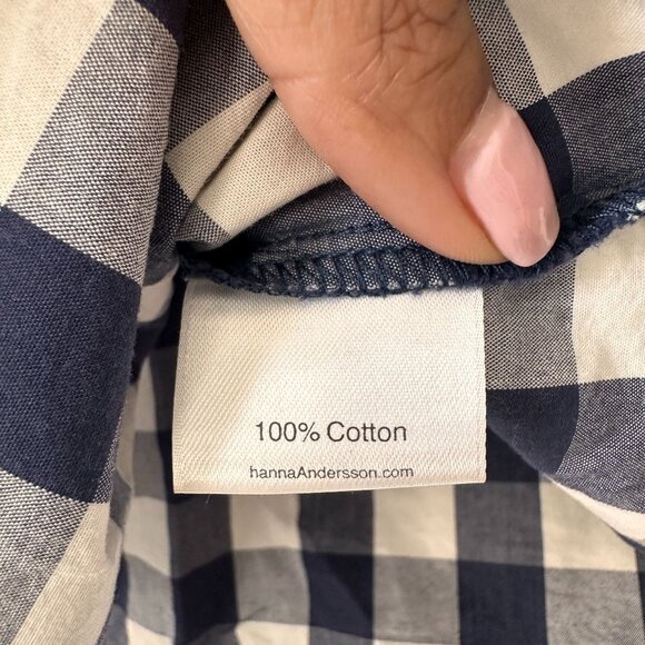 Hanna Andersson Gingham Poplin Sundress 5T 110 CM in Navy blue - Picture 4 of 5